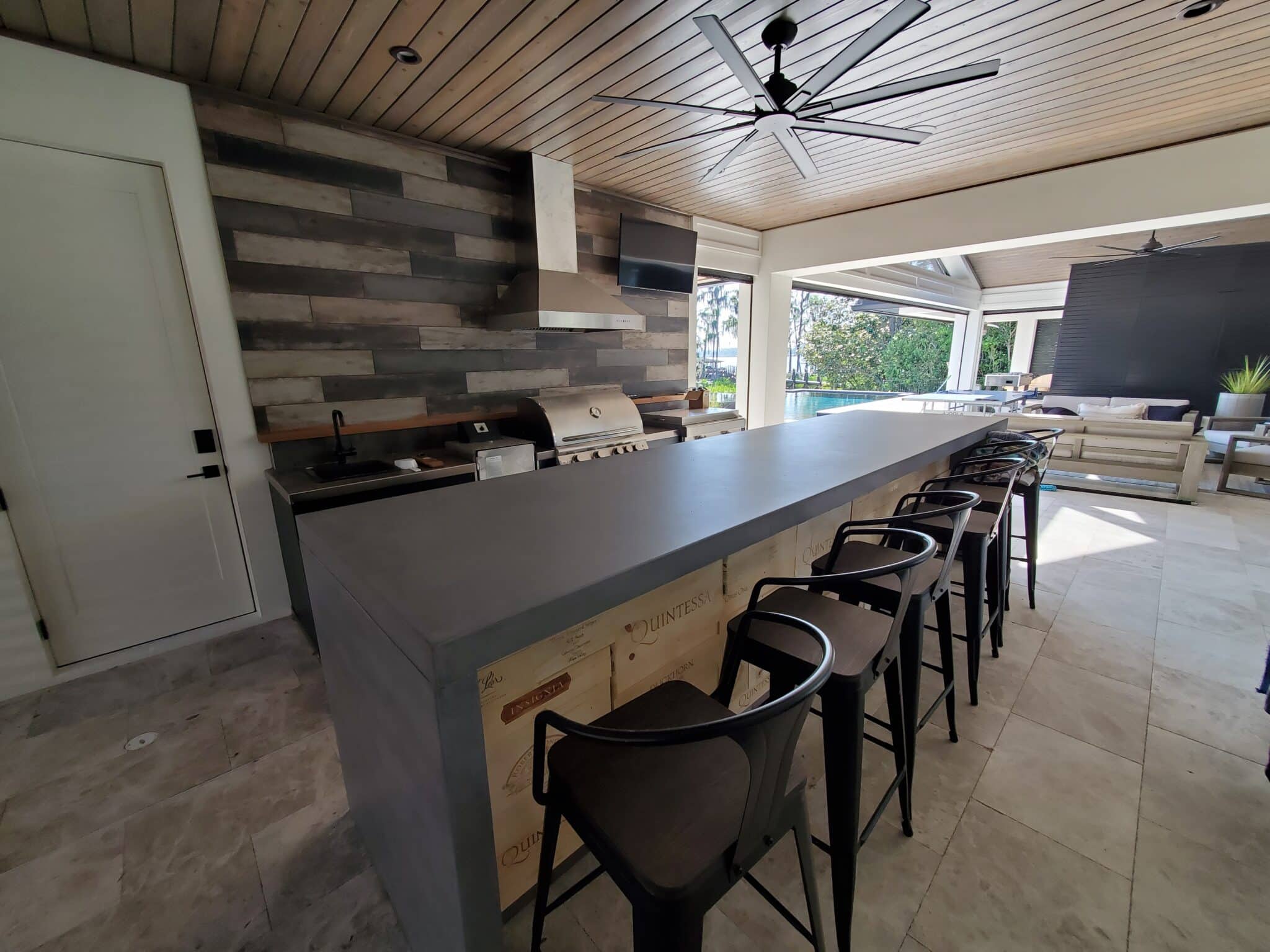 Studios waterfall countertop outdoor