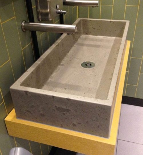 polished flake epoxy concrete sink